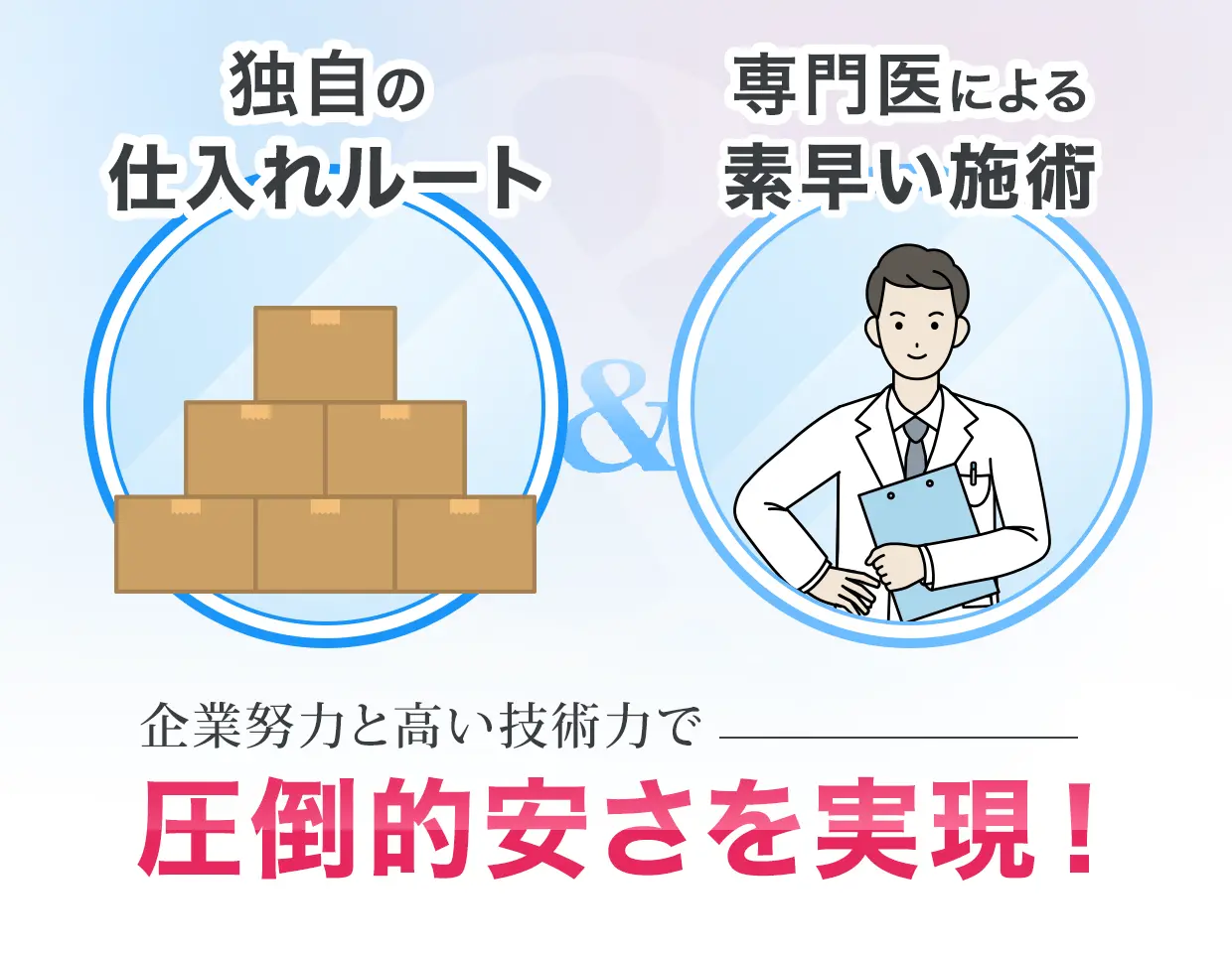 独自の手入れルート＆専門家による素早い施術：圧倒的な安さを実現！