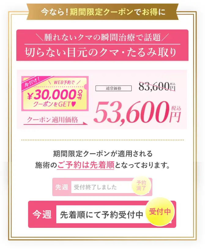 TCB 東京中央美容外科のクーポン